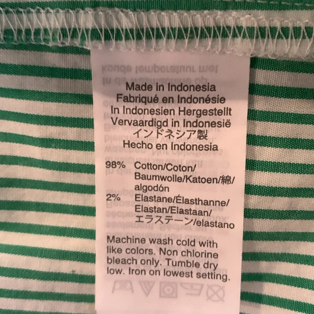 J Crew striped halter top cotton green white